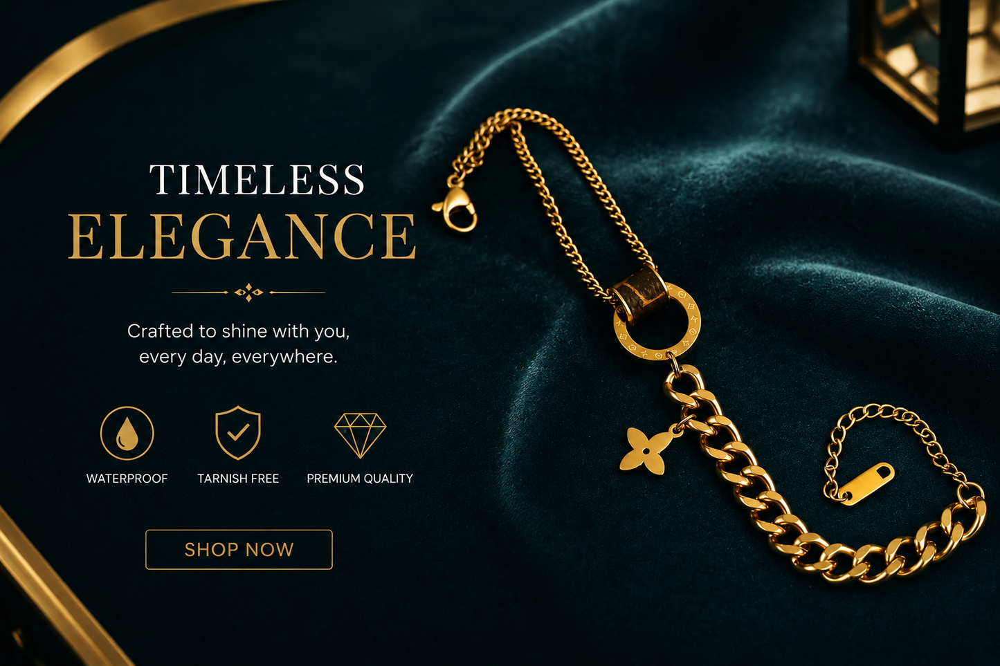 Luxury Gold Charm Bracelet for Women | Waterproof & Tarnish-Free Stainless Steel