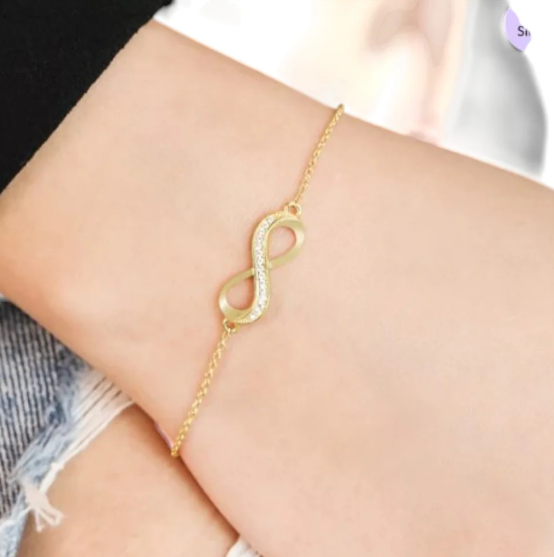 Golden Infinity Glow 925 Sterling Silver Gold-Plated Chain Anklet